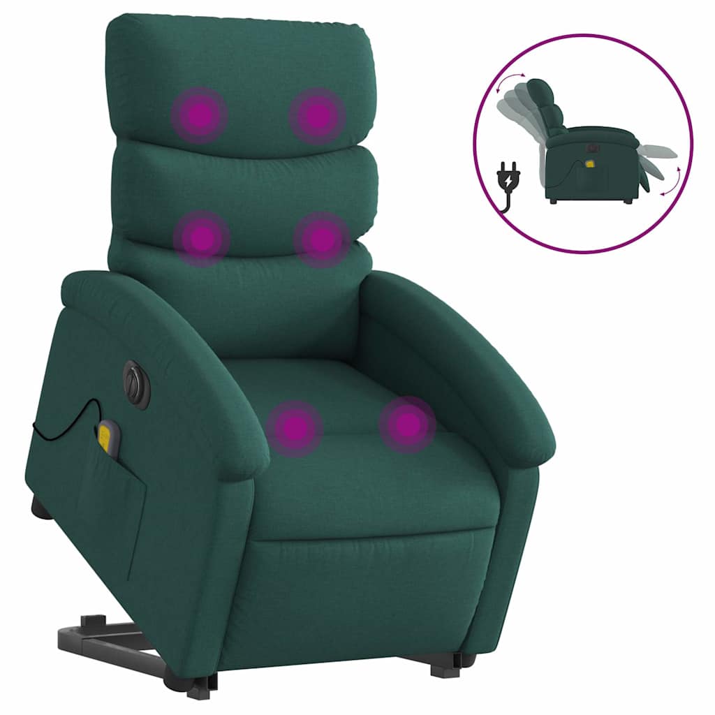 Fauteuil inclinable de massage électrique Vert foncé Tissu - XIOS