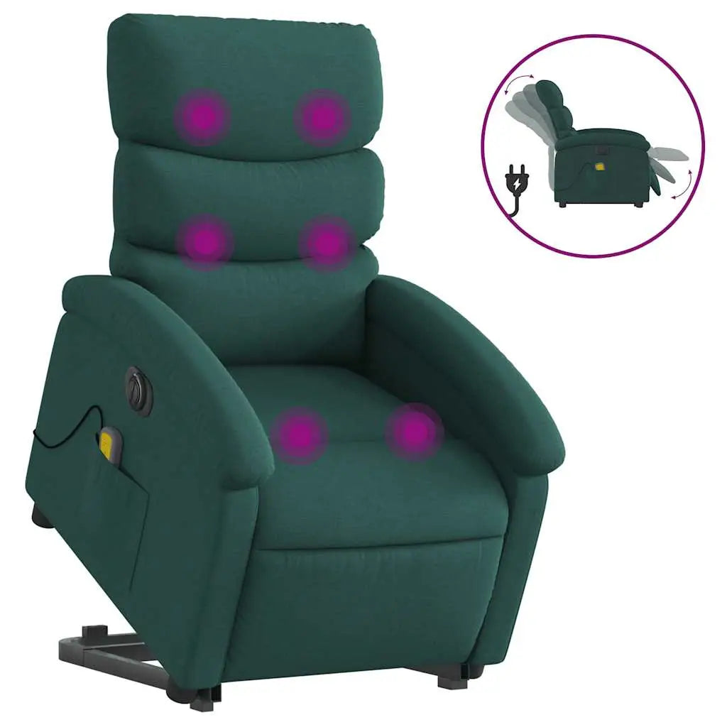 Fauteuil inclinable de massage électrique Vert foncé Tissu - XIOS