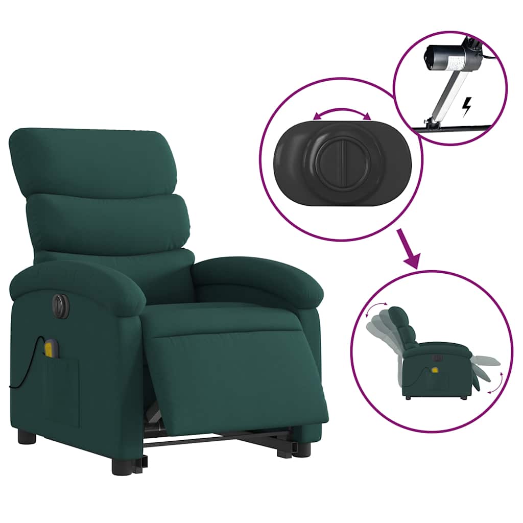 Fauteuil inclinable de massage électrique Vert foncé Tissu - XIOS
