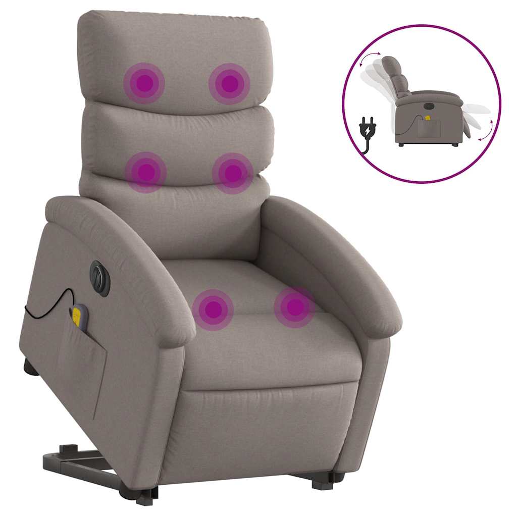 Fauteuil inclinable de massage électrique Taupe Tissu - XIOS