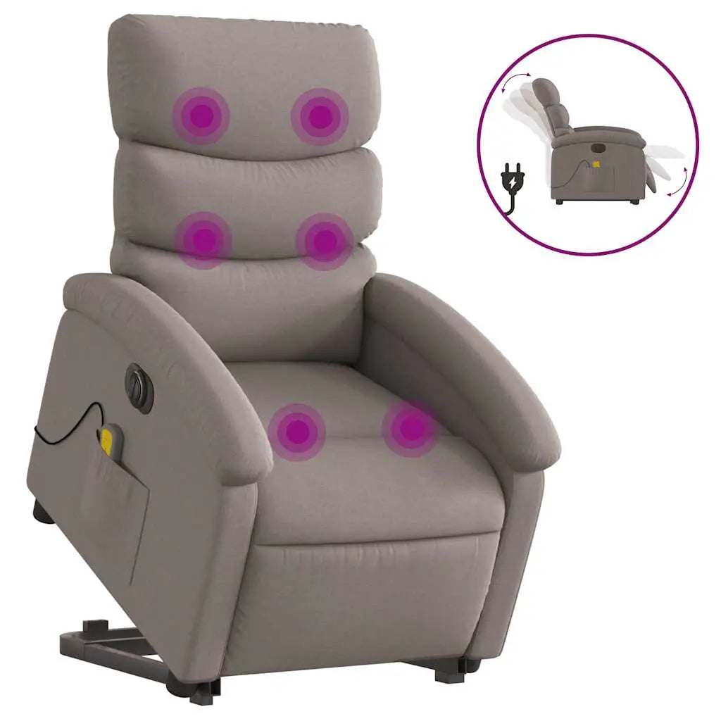 Fauteuil inclinable de massage électrique Taupe Tissu - XIOS
