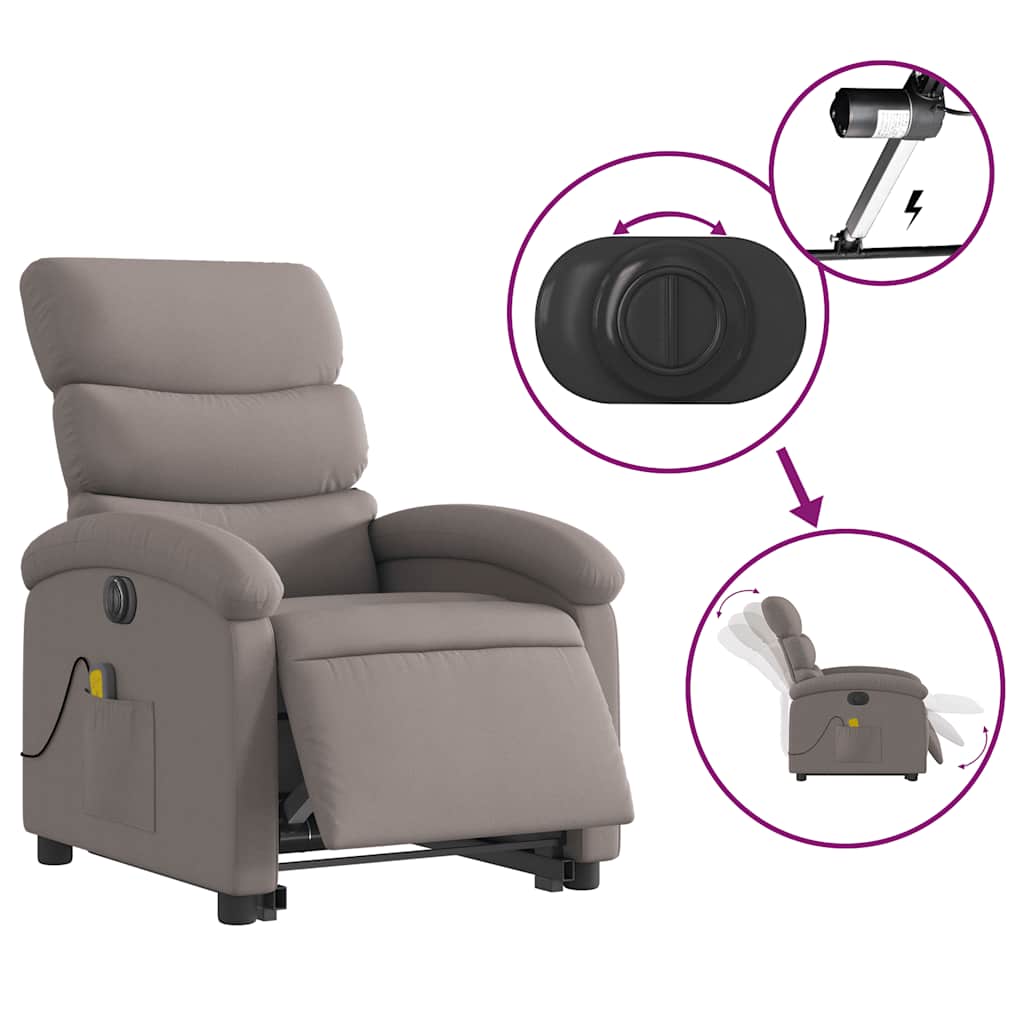 Fauteuil inclinable de massage électrique Taupe Tissu - XIOS
