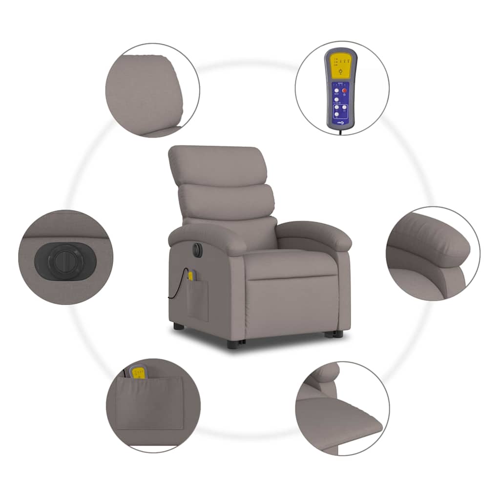 Fauteuil inclinable de massage électrique Taupe Tissu - XIOS