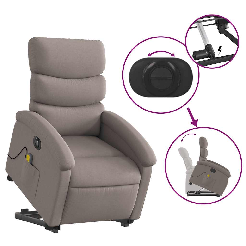 Fauteuil inclinable de massage électrique Taupe Tissu - XIOS