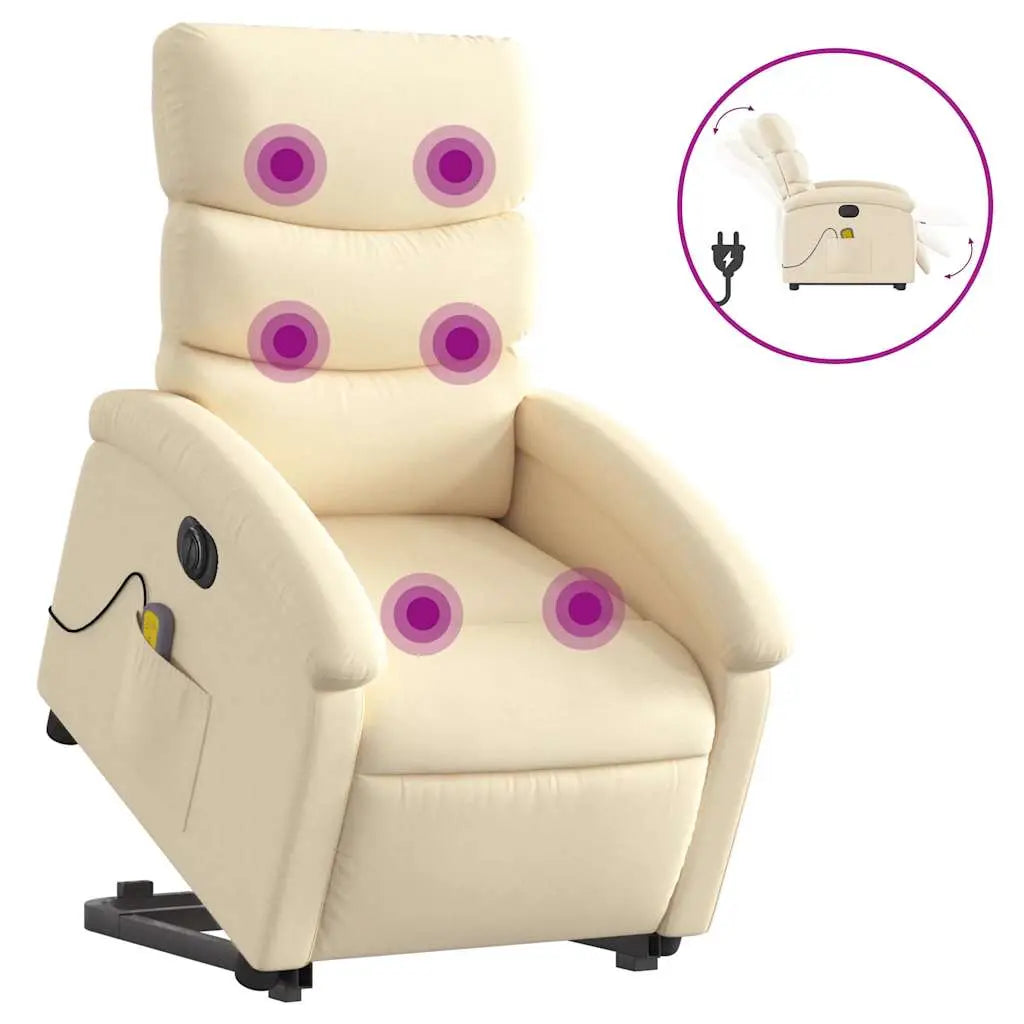 Fauteuil inclinable de massage électrique Crème Tissu - XIOS