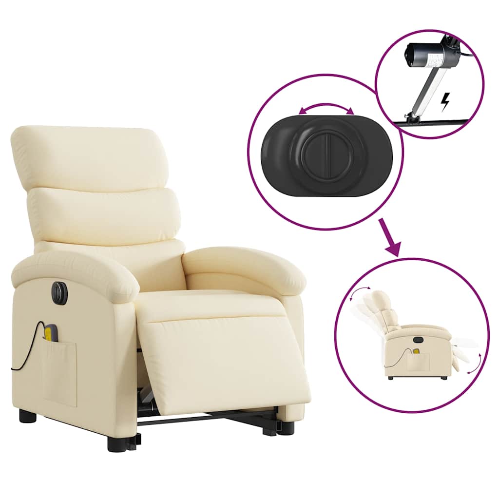 Fauteuil inclinable de massage électrique Crème Tissu - XIOS