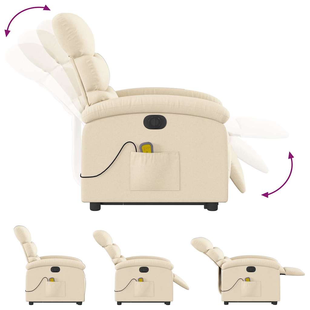 Fauteuil inclinable de massage électrique Crème Tissu