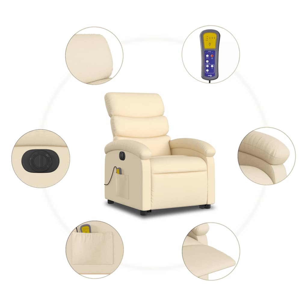 Fauteuil inclinable de massage électrique Crème Tissu