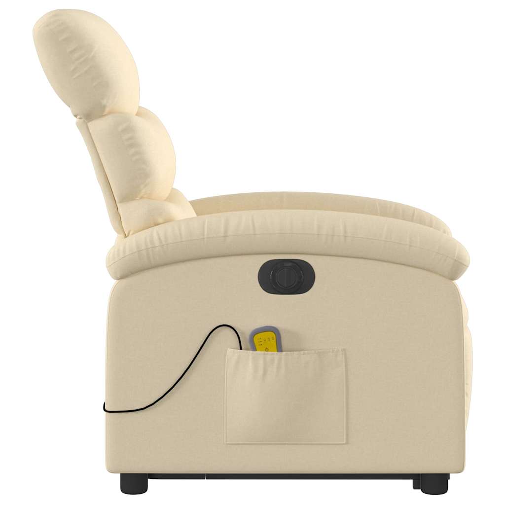 Fauteuil inclinable de massage électrique Crème Tissu