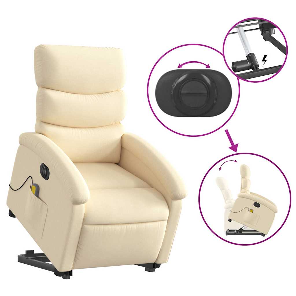 Fauteuil inclinable de massage électrique Crème Tissu