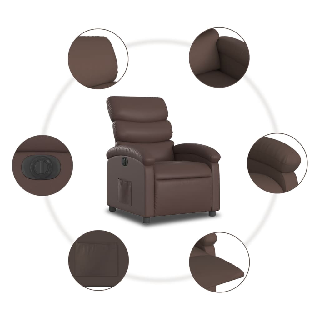 Fauteuil inclinable électrique Marron Similicuir - XIOS