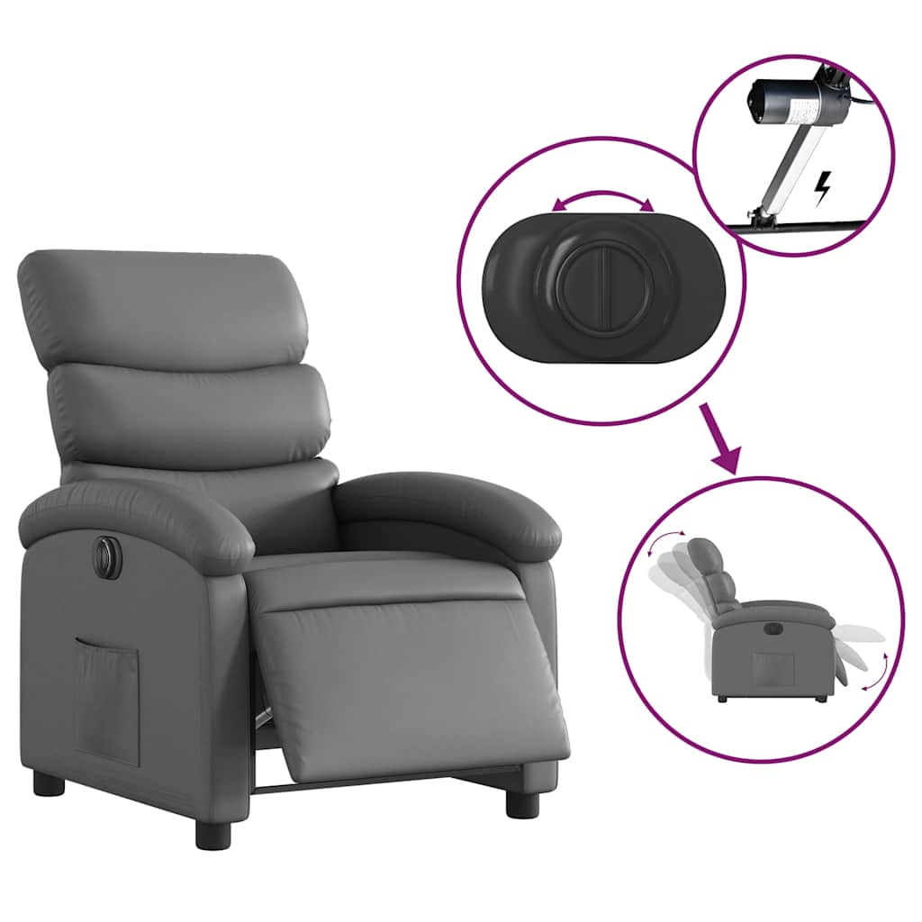 Fauteuil inclinable électrique Gris Similicuir - XIOS