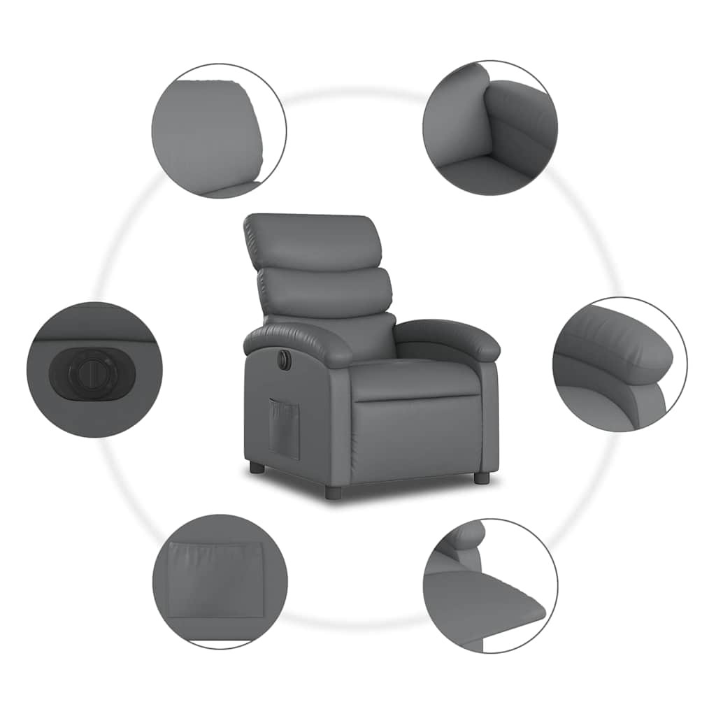 Fauteuil inclinable électrique Gris Similicuir - XIOS