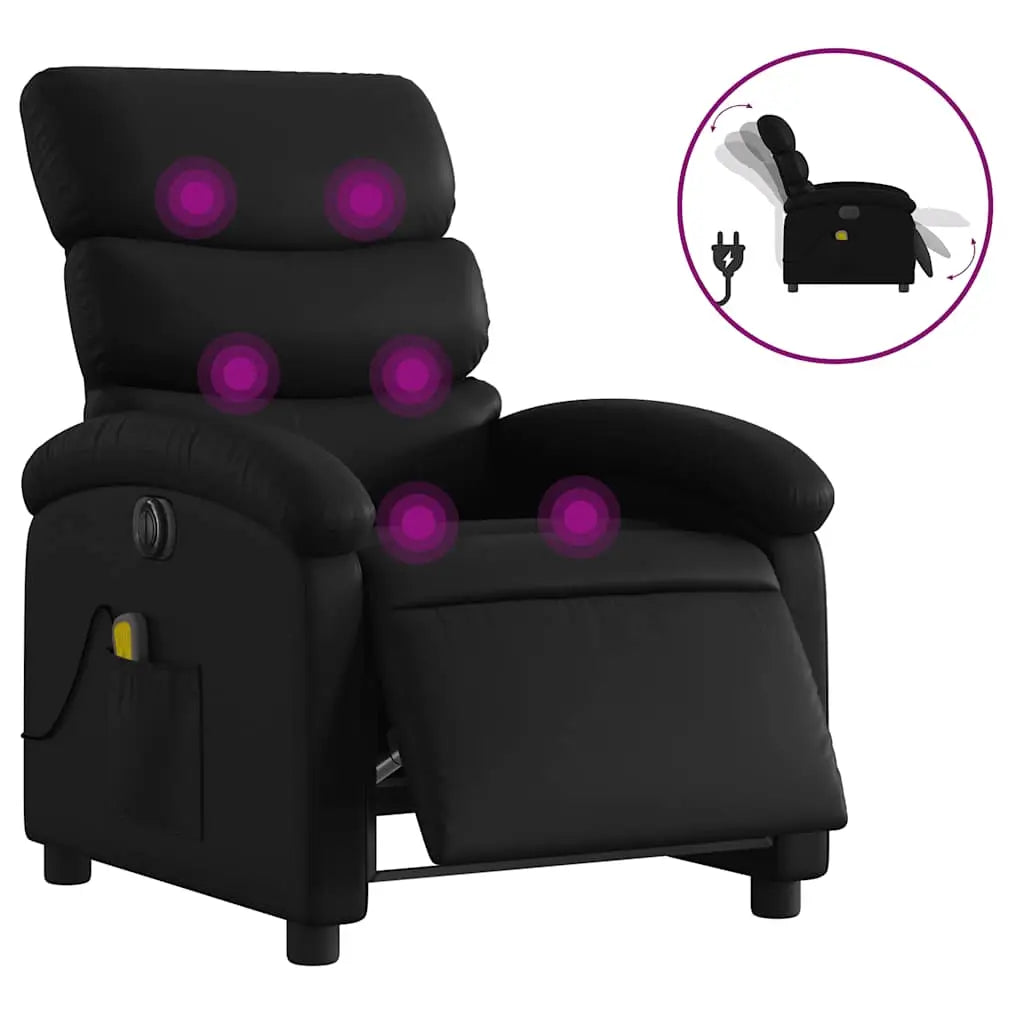 Fauteuil de massage inclinable électrique noir similicuir - XIOS
