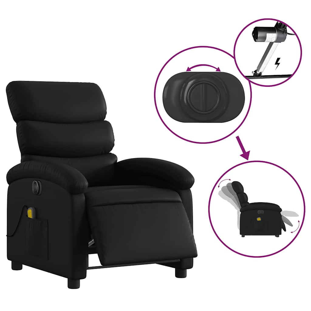 Fauteuil de massage inclinable électrique noir similicuir - XIOS