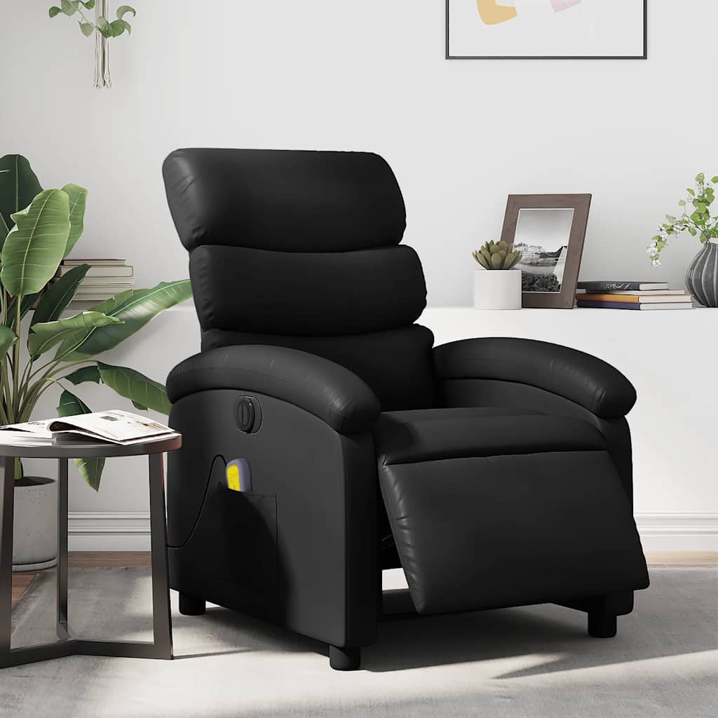 Fauteuil de massage inclinable électrique noir similicuir - XIOS