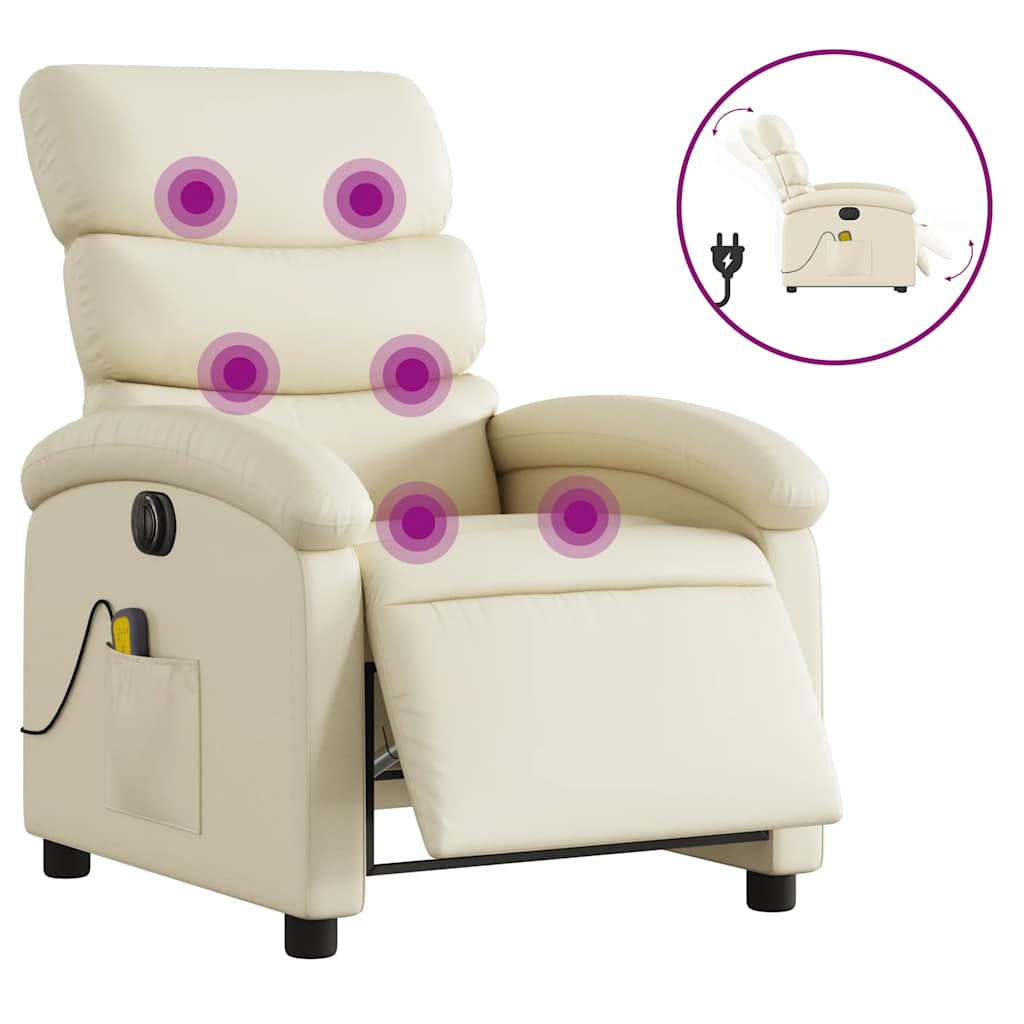 Fauteuil de massage inclinable électrique crème similicuir - XIOS