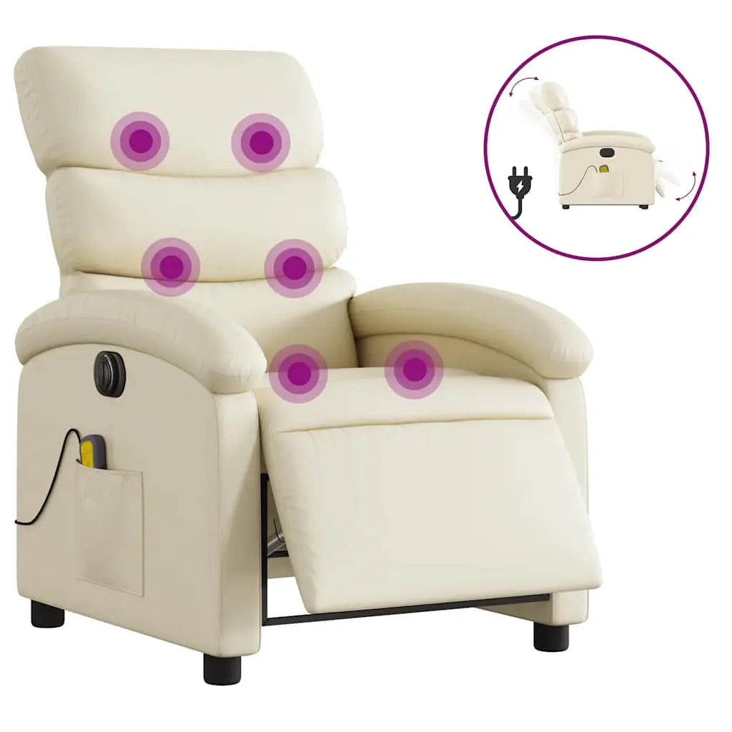 Fauteuil de massage inclinable électrique crème similicuir - XIOS