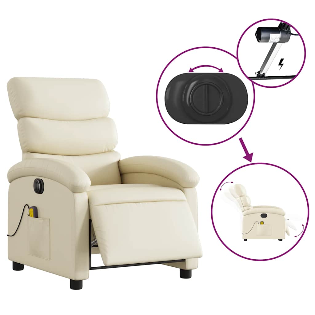 Fauteuil de massage inclinable électrique crème similicuir - XIOS
