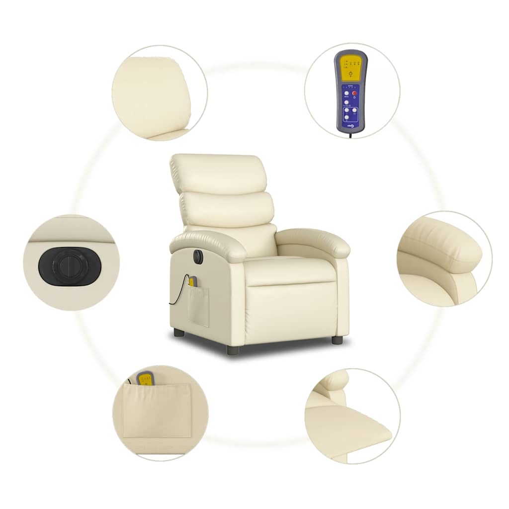 Fauteuil de massage inclinable électrique crème similicuir - XIOS