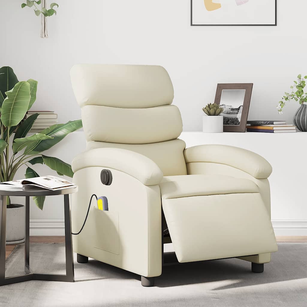 Fauteuil de massage inclinable électrique crème similicuir - XIOS