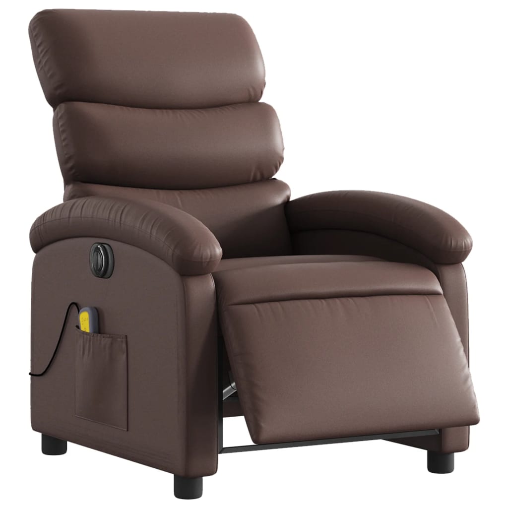 Fauteuil de massage inclinable électrique marron similicuir - XIOS