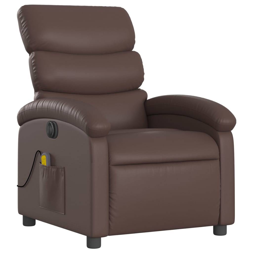 Fauteuil de massage inclinable électrique marron similicuir - XIOS
