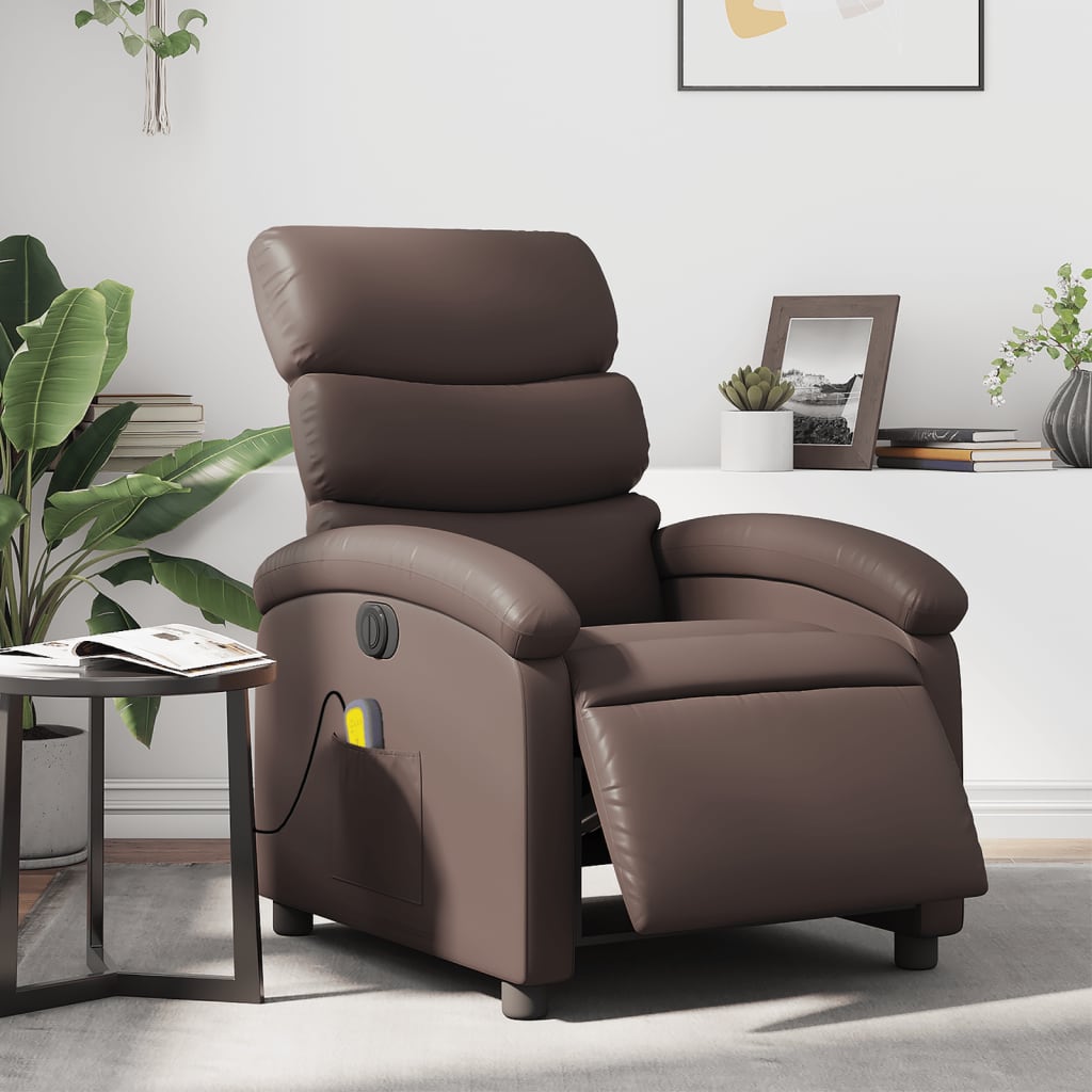 Fauteuil de massage inclinable électrique marron similicuir - XIOS