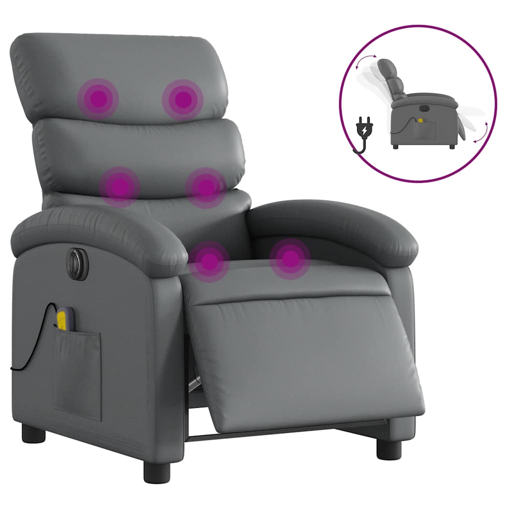 Fauteuil de massage inclinable électrique gris similicuir - XIOS