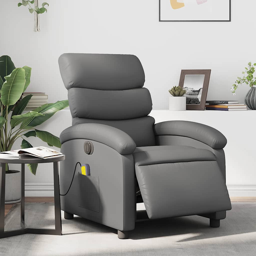 Fauteuil de massage inclinable électrique gris similicuir - XIOS