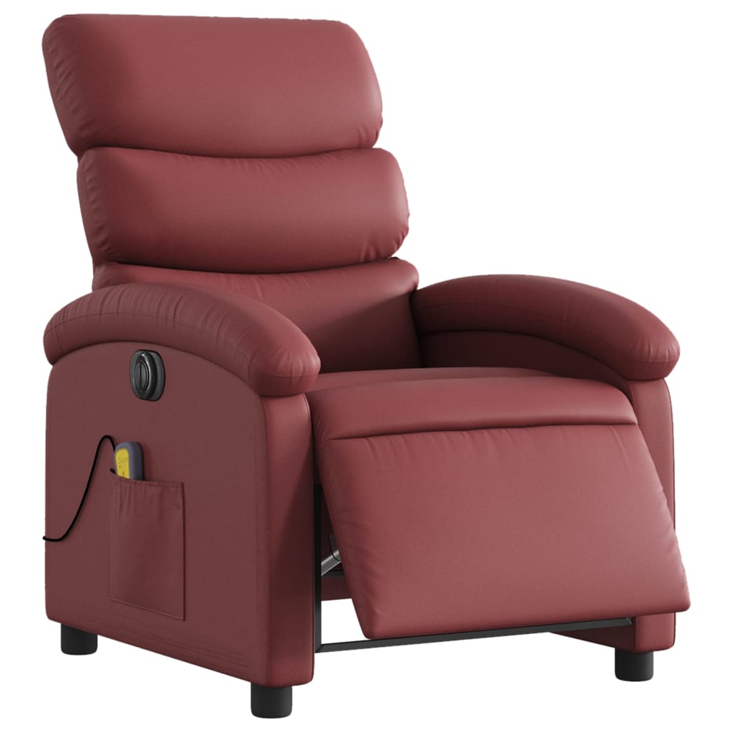 Fauteuil de massage inclinable électrique rouge bordeaux - XIOS
