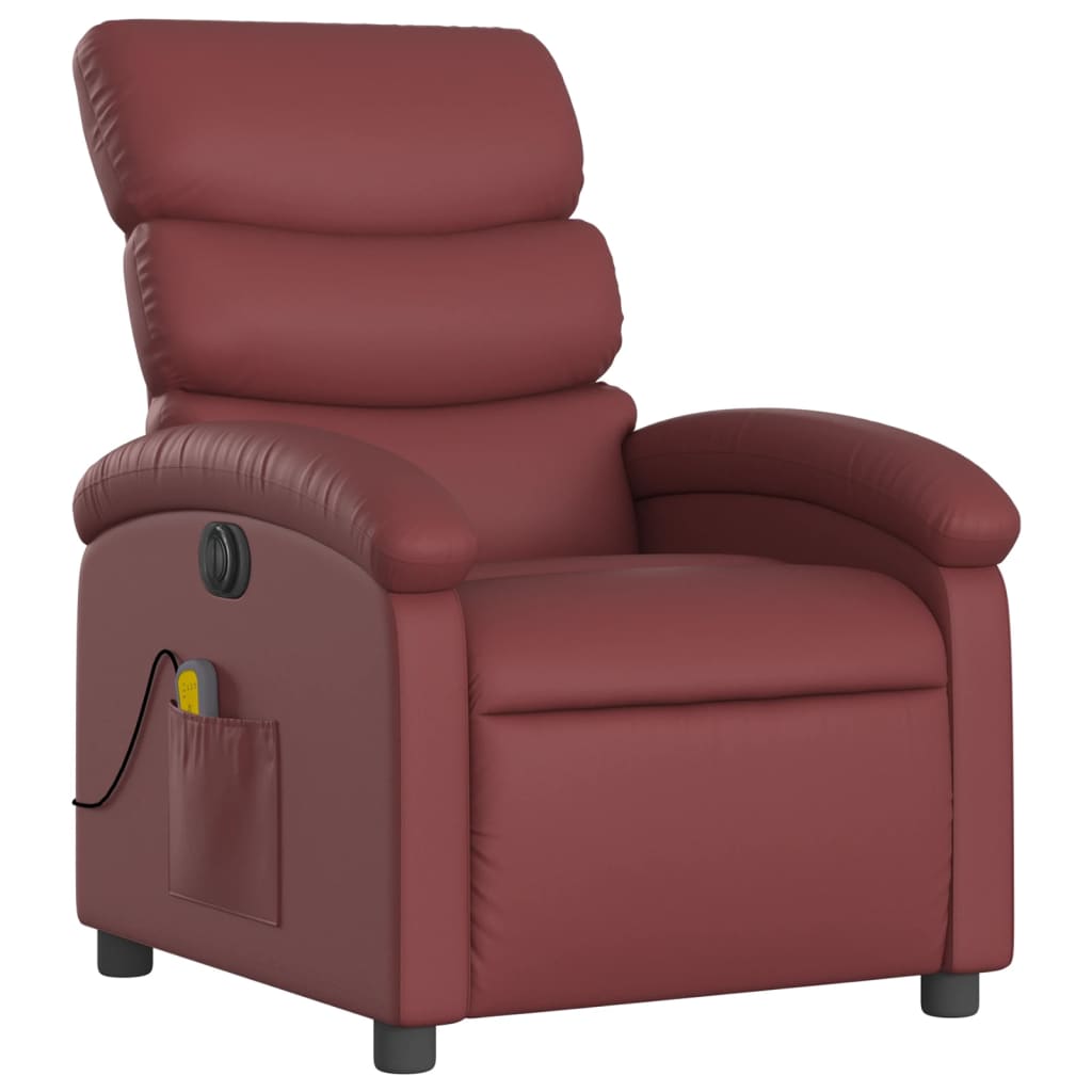 Fauteuil de massage inclinable électrique rouge bordeaux - XIOS