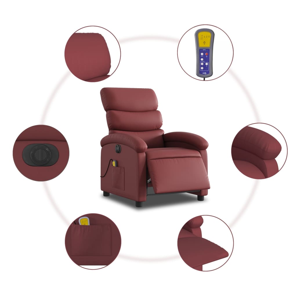 Fauteuil de massage inclinable électrique rouge bordeaux - XIOS
