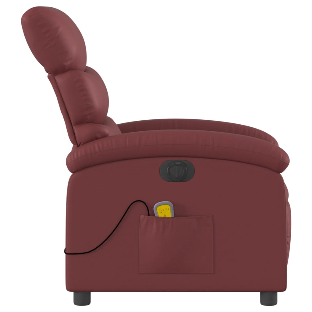 Fauteuil de massage inclinable électrique rouge bordeaux - XIOS
