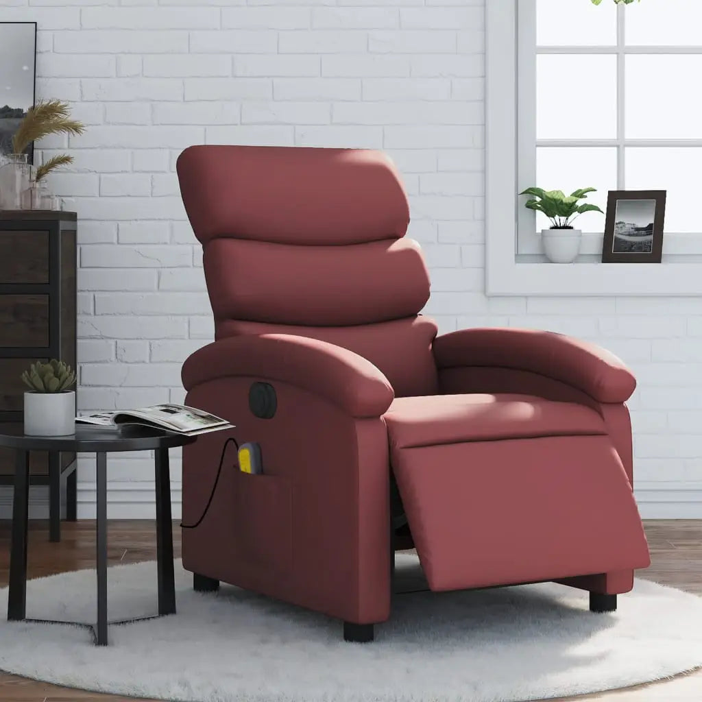 Fauteuil de massage inclinable électrique rouge bordeaux - XIOS
