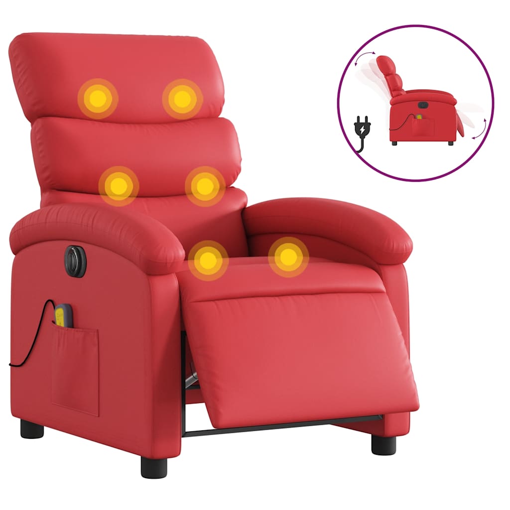 Fauteuil de massage inclinable électrique rouge similicuir - XIOS