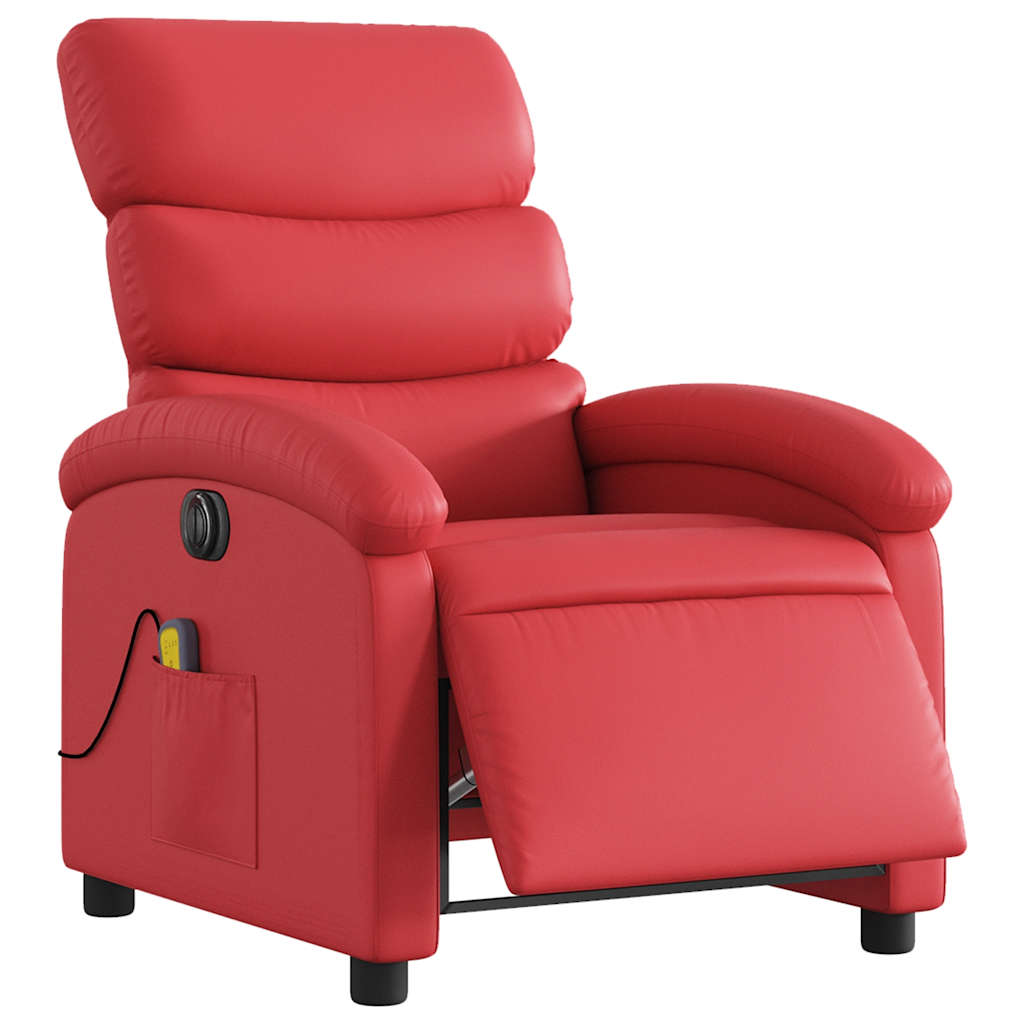 Fauteuil de massage inclinable électrique rouge similicuir - XIOS