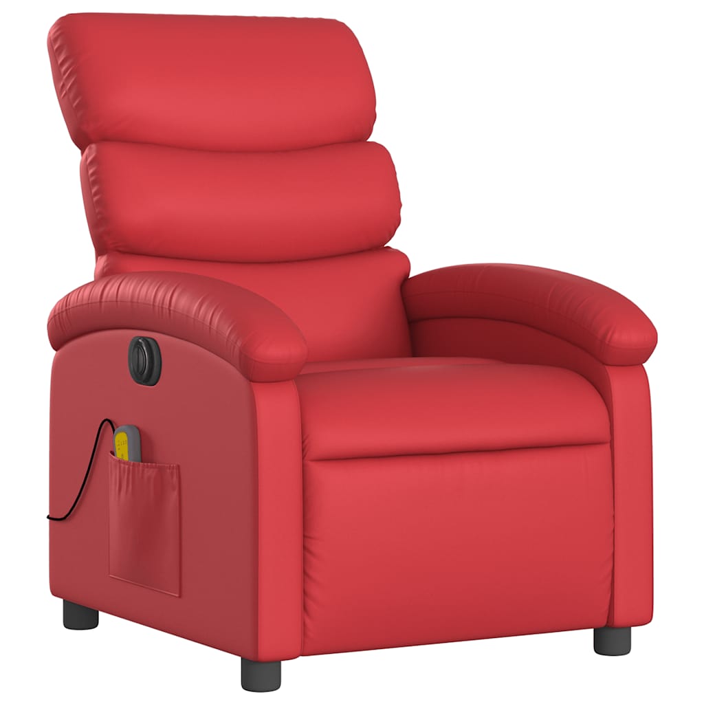 Fauteuil de massage inclinable électrique rouge similicuir - XIOS
