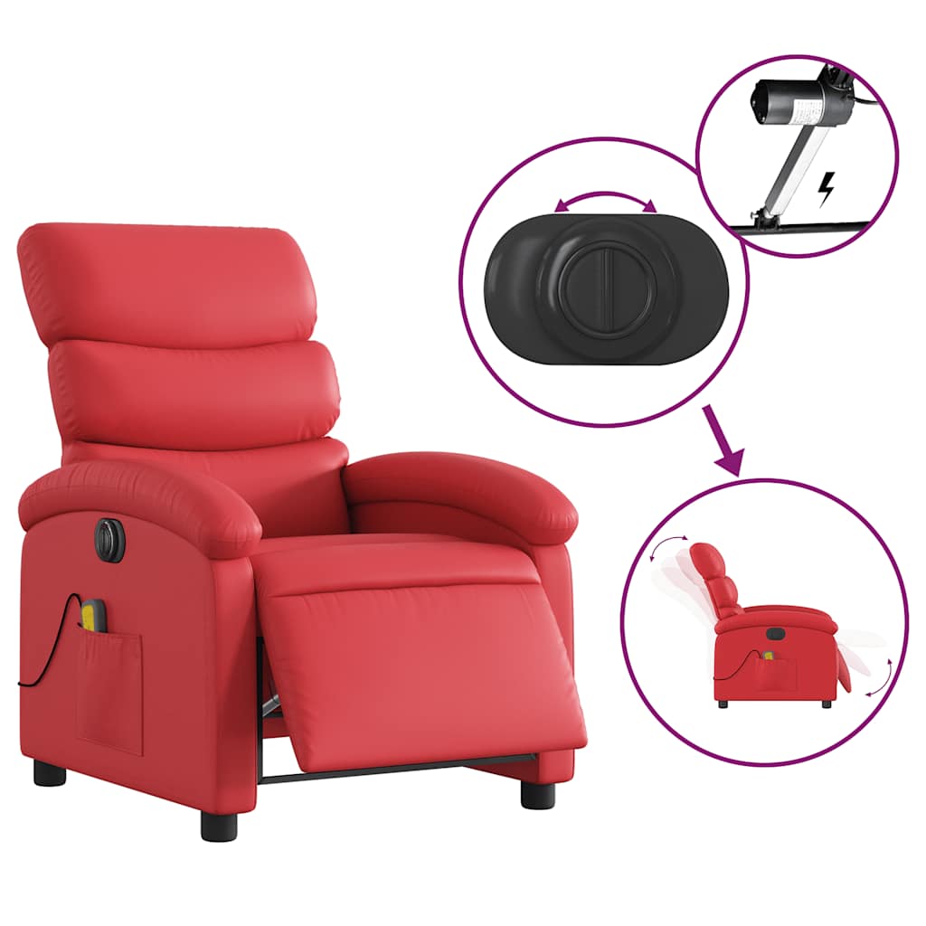 Fauteuil de massage inclinable électrique rouge similicuir - XIOS