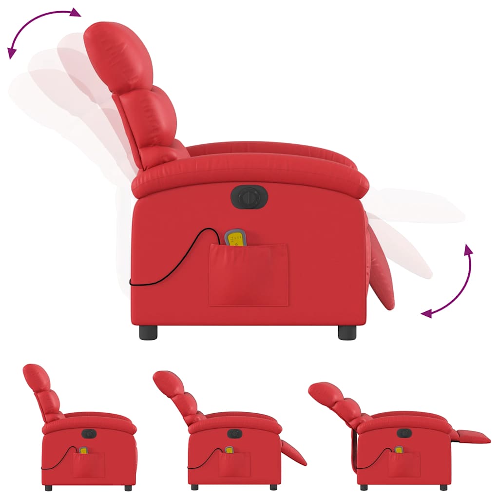 Fauteuil de massage inclinable électrique rouge similicuir - XIOS