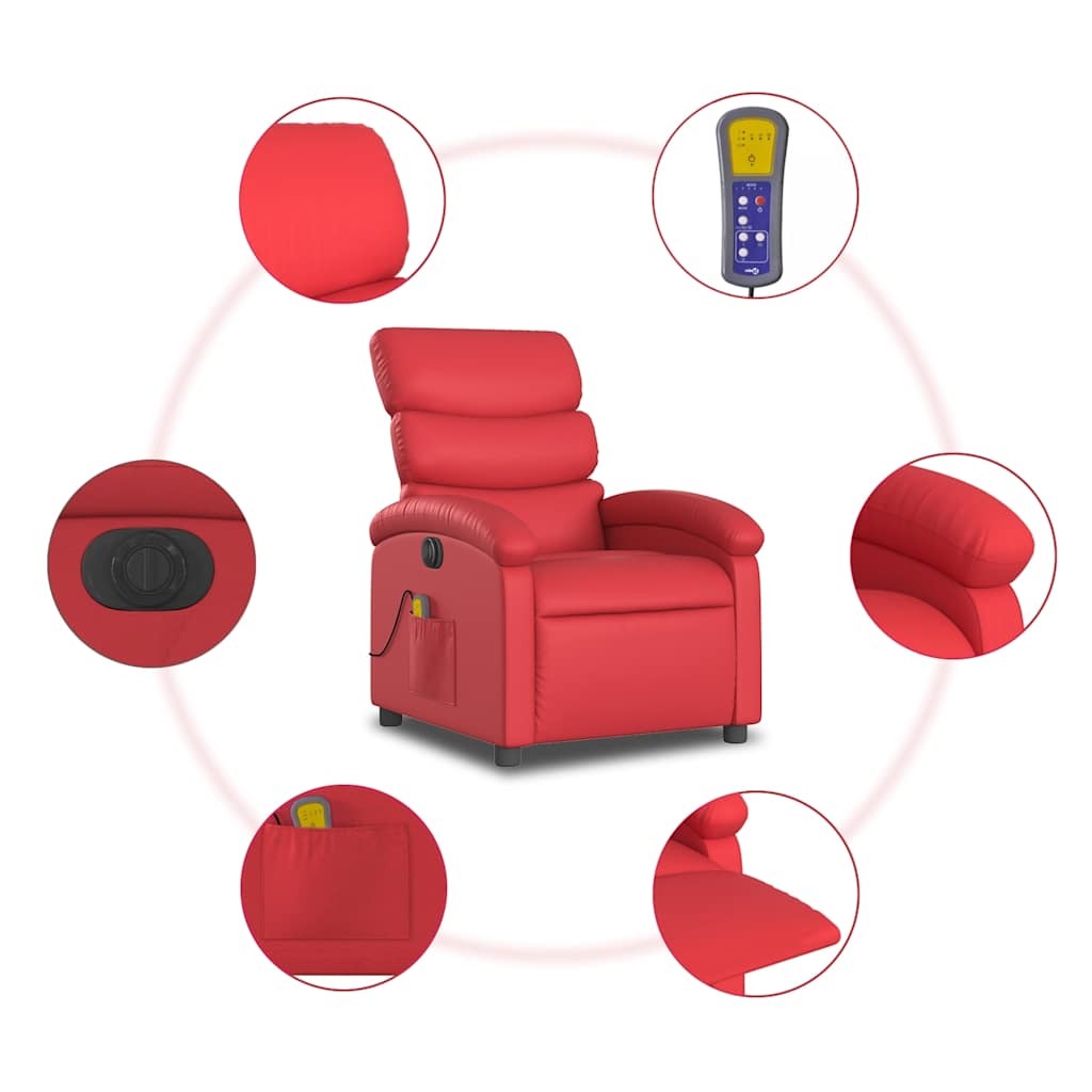 Fauteuil de massage inclinable électrique rouge similicuir - XIOS