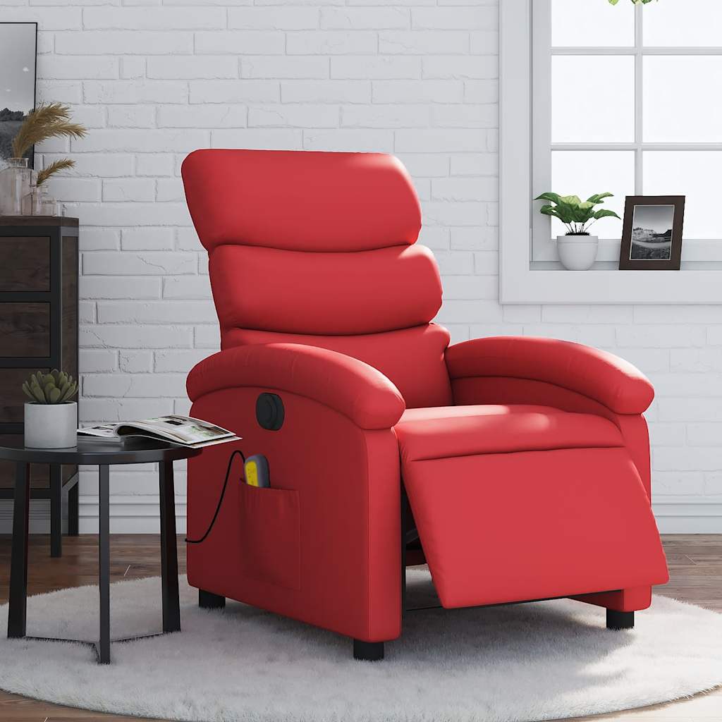 Fauteuil de massage inclinable électrique rouge similicuir - XIOS