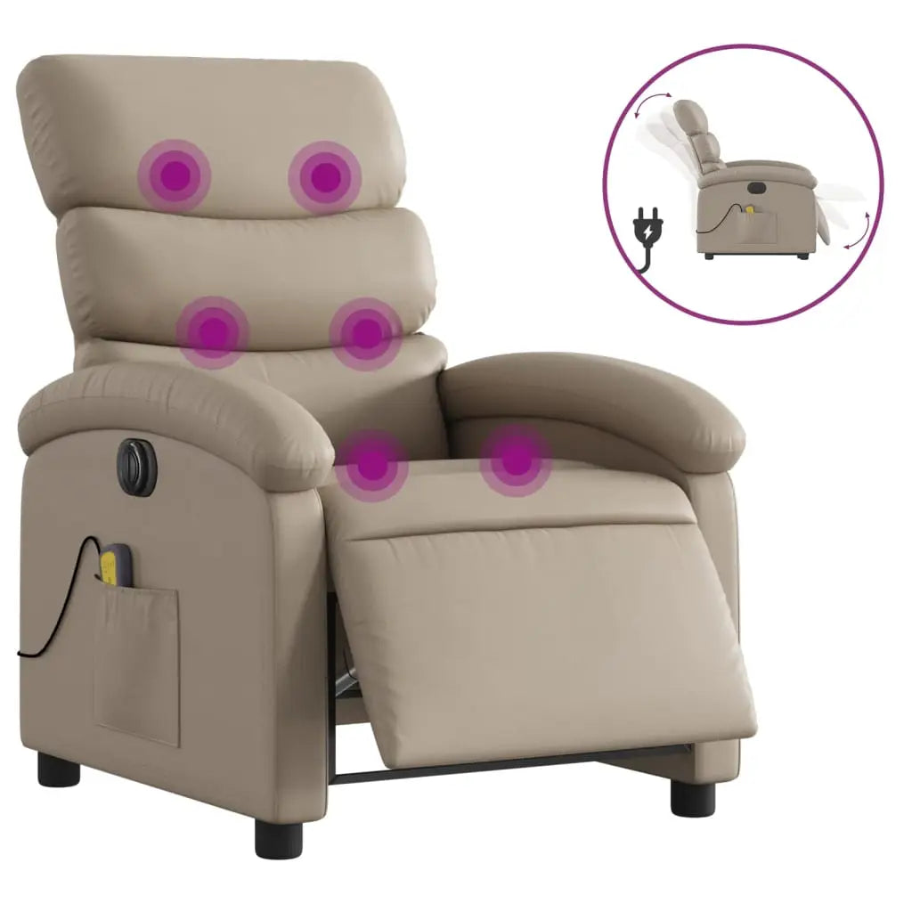 Fauteuil de massage inclinable électrique cappuccino similicuir - XIOS