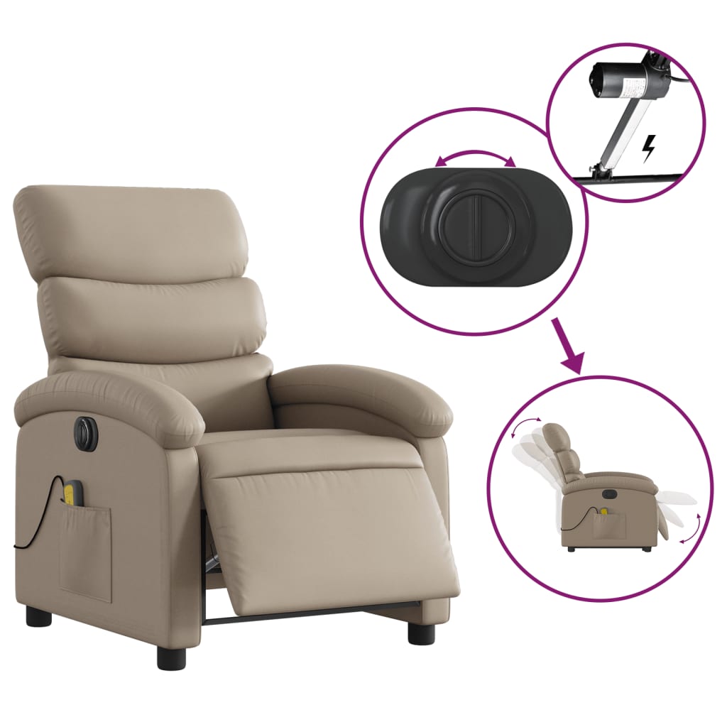 Fauteuil de massage inclinable électrique cappuccino similicuir - XIOS