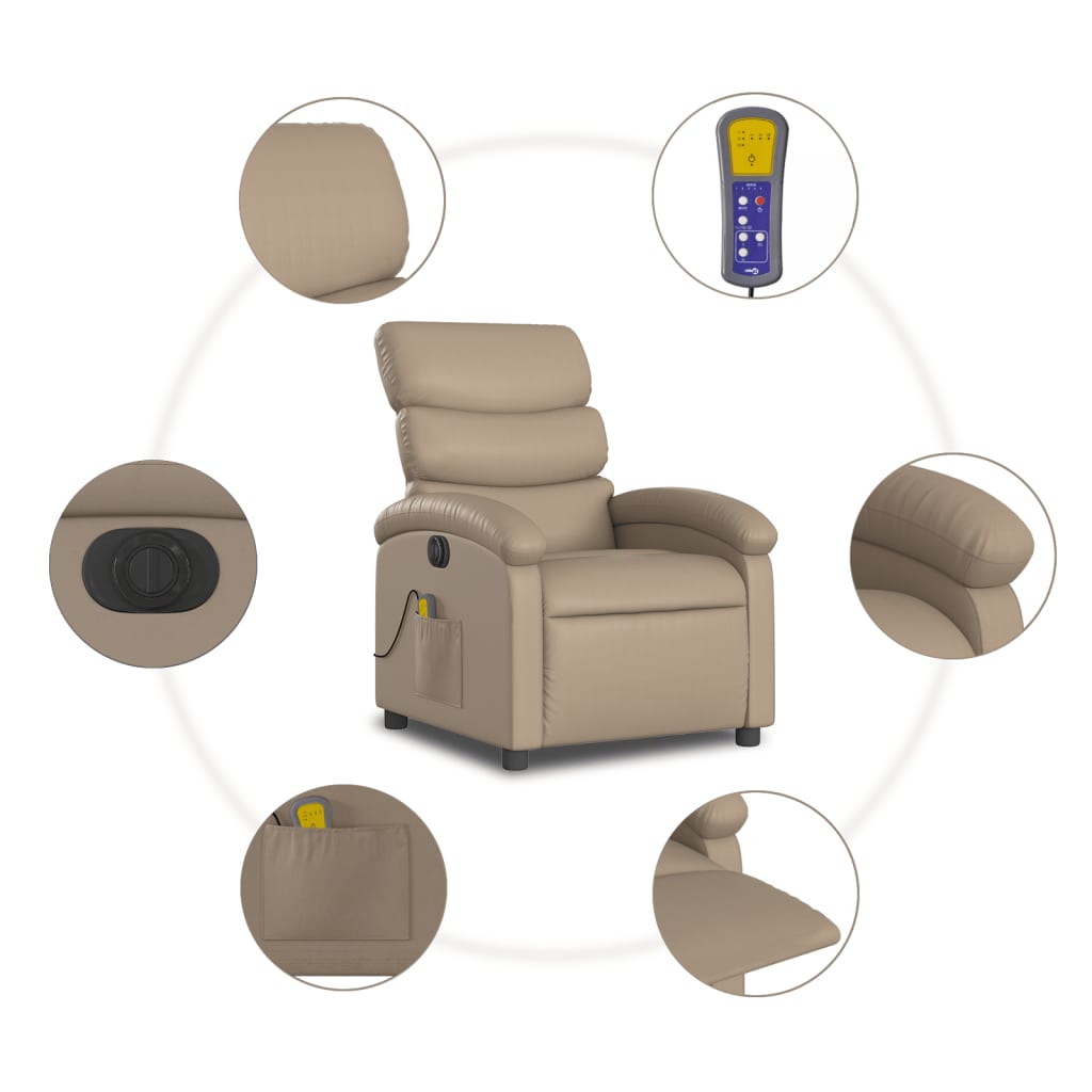 Fauteuil de massage inclinable électrique cappuccino similicuir - XIOS