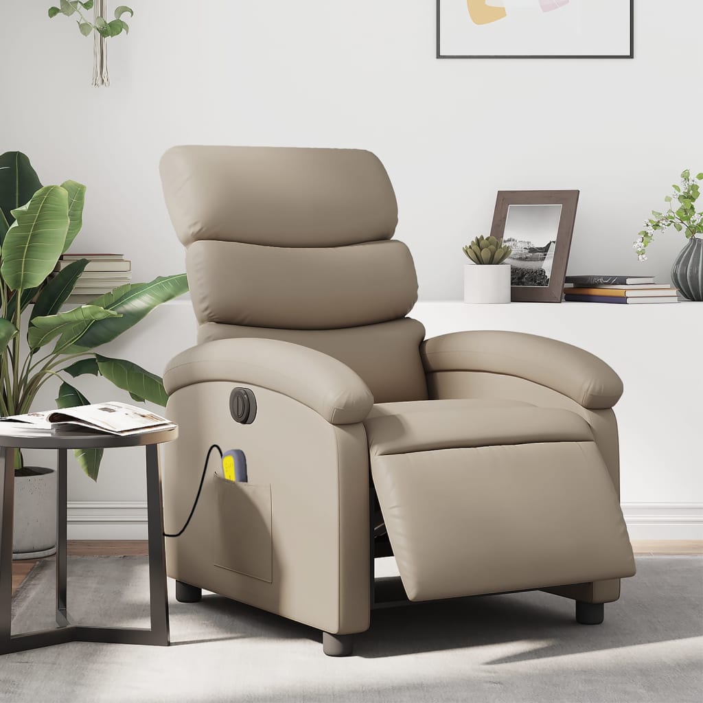 Fauteuil de massage inclinable électrique cappuccino similicuir - XIOS