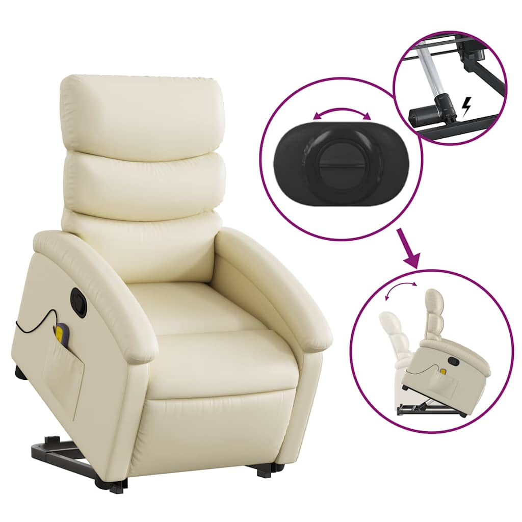 Fauteuil inclinable de massage Crème Similicuir - XIOS