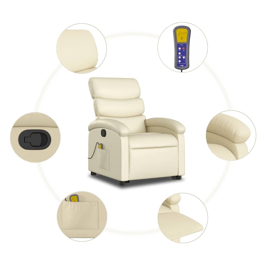 Fauteuil inclinable de massage Crème Similicuir - XIOS