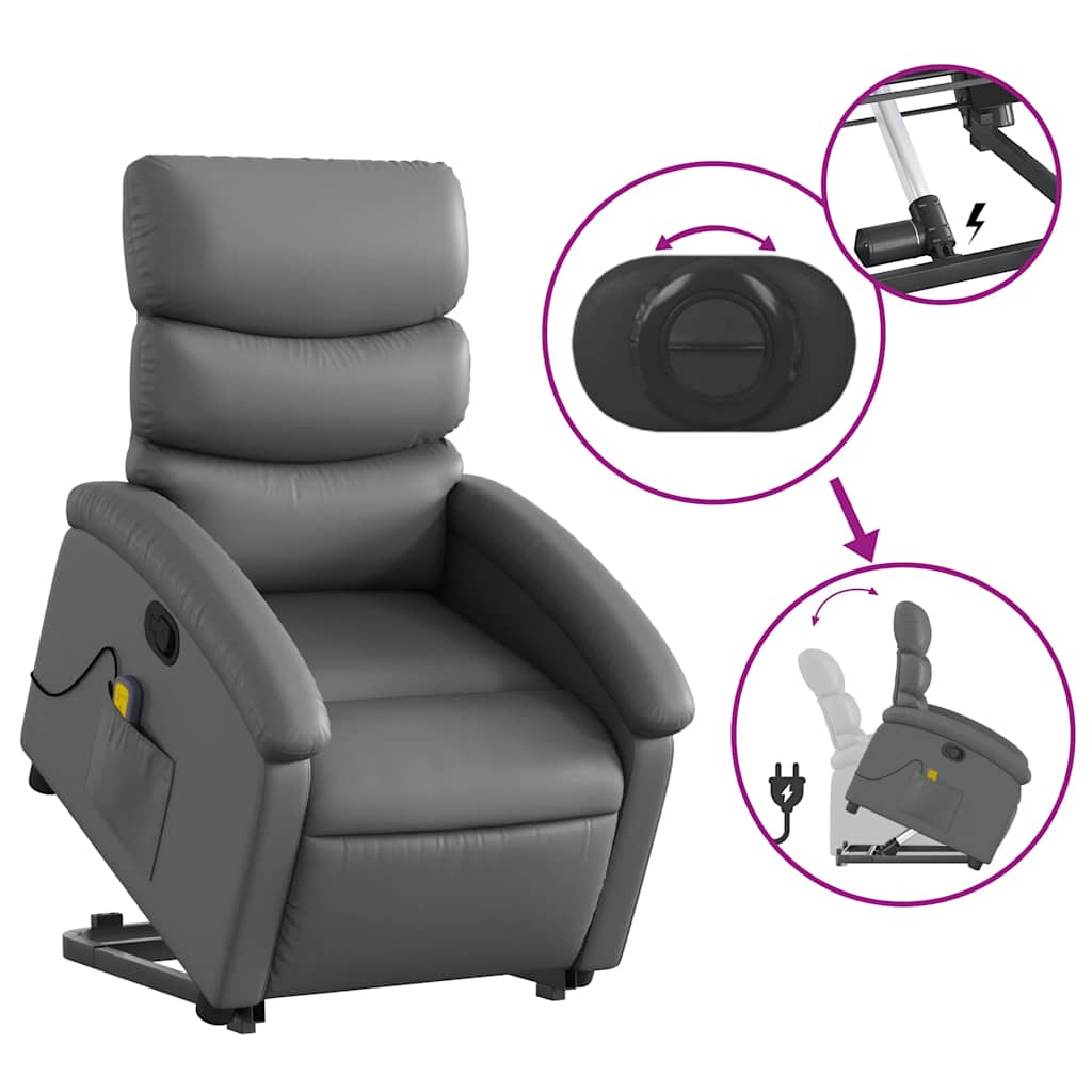 Fauteuil inclinable de massage Gris Similicuir - XIOS