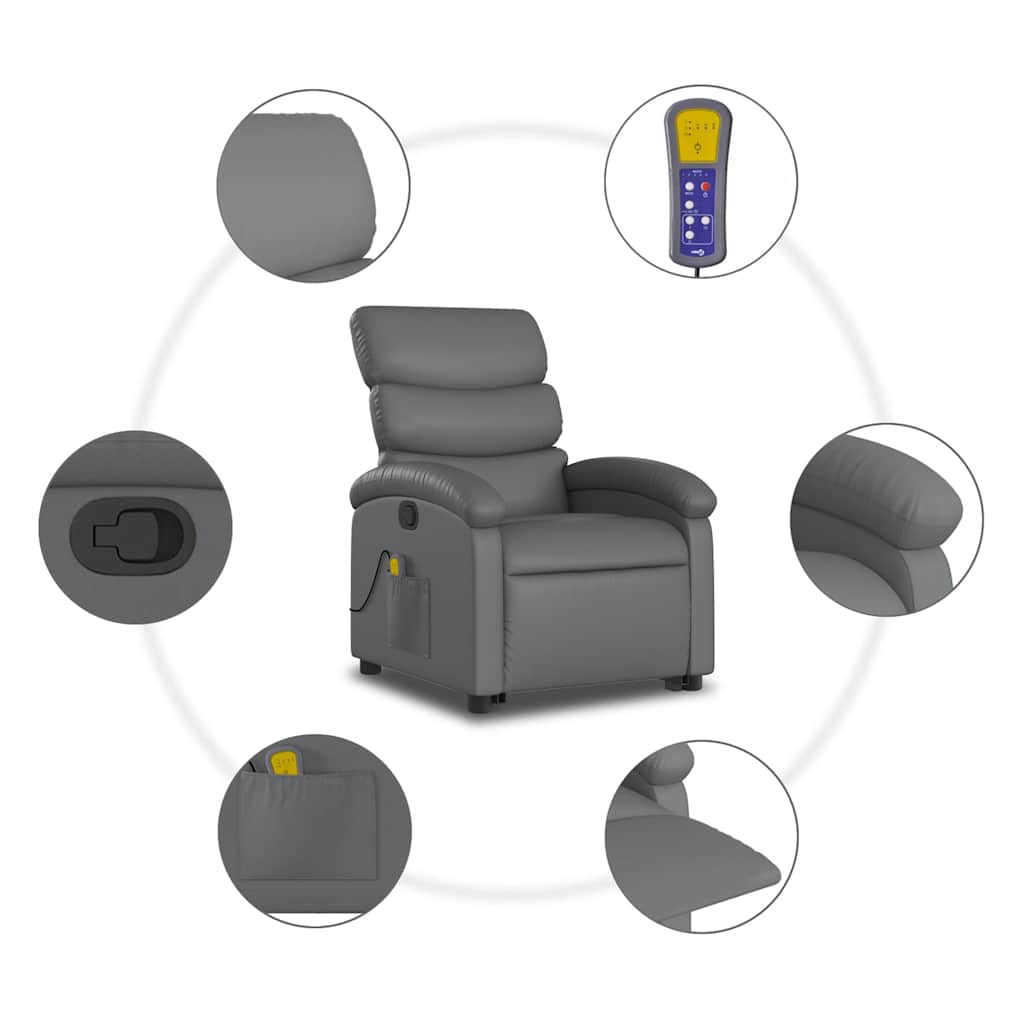 Fauteuil inclinable de massage Gris Similicuir - XIOS